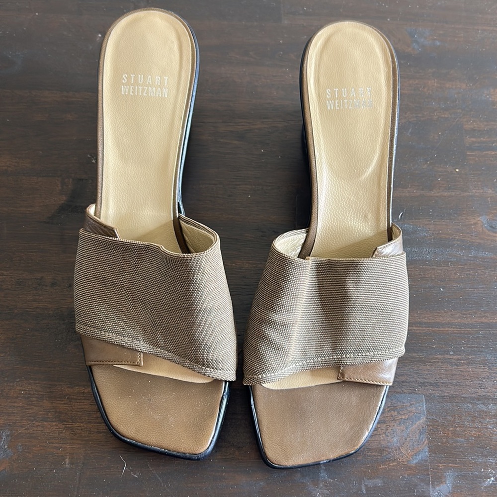 Stuart Weitzman Sandals 7-7.5 Wedges - Black, Brown, & Tan